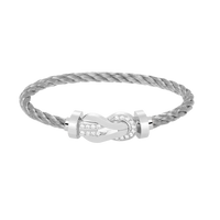 [Aethel]CHANCE LARGE 8 FIGURE BUCKLE HALF DIAMOND BRACELET SILVER