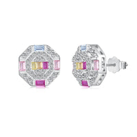 [Aethel]Ornate Colorful Octagon Shape Daily Earrings