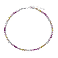 [Aethel]Sparkling Colorful Full Heart Tennis Necklace