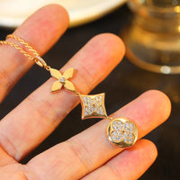 [Aethel]STAR AND SUN DIAMOND PINK GOLD NECKLACE