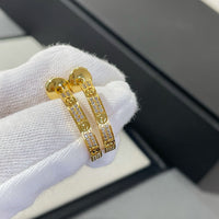 [Aethel]LOVE DIAMOND GOLD HOOP EARRINGS