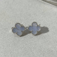 [Aethel]CLOVER CHALCEDONY SILVER STUD EARRINGS