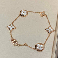 [Aethel]STAR AND SUN 5 MOTIF MOP PINK GOLD BRACELET