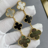 [Aethel]CLOVER 3 MOTIF MOP ONYX DARK MOP PINK GOLD EARRINGS