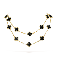 [Aethel]CLOVER 20 MOTIFS ONYX NECKLACE