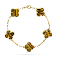 [Aethel]CLOVER  5 MOTIFS TIGER EYE BRACELET