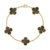 [Aethel]CLOVER 5 MOTIF GRAY MOP  BRACELET