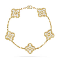 [Aethel]CLOVER 5 MOTIFS  FULL DIAMOND BRACELET