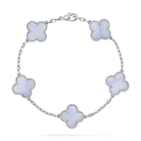 [Aethel]CLOVER  5 MOTIF PURPLE CHALCEDONY BRACELET SILVER