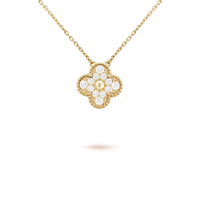 [Aethel]CLOVER 15MM DIAMOND SINGLE FLOWER NECKLACE