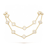 [Aethel]CLOVER 20 MOTIFS WHITE MOP NECKLACE
