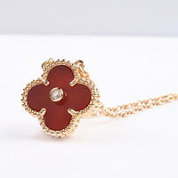 [Aethel]CLOVER 15MM DIAMOND CARNELIAN NECKLACE