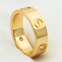 [Aethel]LOVE RING 5.5MM 3 DIAMONDS PINK GOLD