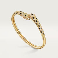 [Aethel] PANTHERE DOUBLE HEADED HALF DIAMOND OPEN BRACELET