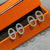 [Aethel]HM FULL DIAMOND PIG NOSE STUD EARRINGS