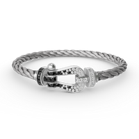 [Aethel]FORCE LARGE HORSESHOE BLACK WHITE DIAMOND BRACELET SILVER