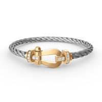 [Aethel]FORCE LARGE HORSESHOE HALF DIAMOND BRACELET GOLD