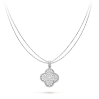 [Aethel]CLOVER 25MM SILVER FULL DIAMOND BIG CLOVER NECKLACE