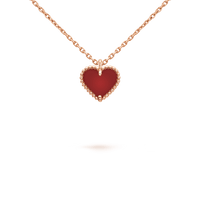 [Aethel]SWEET CLOVER CARNELIAN HEART NECKLACE